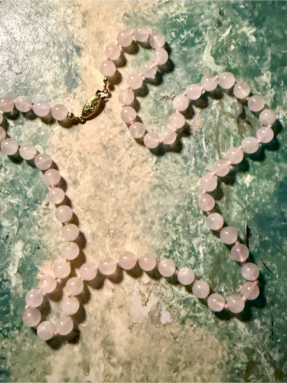 Vintage Genuine Rose Quartz Beaded Vintage Necklace - Picture 2 of 12